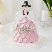 三八女王节妇女节蛋糕装饰摆件蝴蝶结帽子女神名媛queen珍珠插件