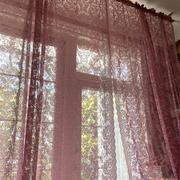 1PKN美式田园窗帘韩式透光紫粉色蕾丝成窗帘窗纱床幔门帘阳