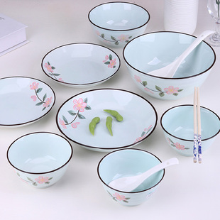 碗碟餐具套装26头28头家用吃饭碗汤面，碗日式骨瓷陶瓷碗盘筷子碟子