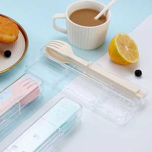 安雅便携餐具盒创意积木筷子勺子叉子套装旅行清新简约折叠三件套