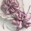优雅紫珍珠发圈~韩国ins气质小众水晶丝带，蝴蝶结大肠发圈发饰