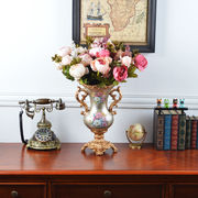 橡家欧式复古花瓶花艺套装摆件创意家居客厅电视柜装饰花器摆