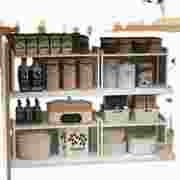 分体橱柜内整层厨房置杯架，收w纳水物隔板台面，可伸缩锅具碗盘置物