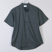日系男士单口袋纯色全棉短袖衬衫16L77430立领单排扣宽松休闲上衣