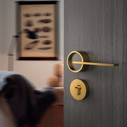 门锁室内房门锁静音磁吸美式现代简约黄古铜轻奢卧室门木门分体锁