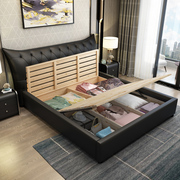 皮床1.8米简约现代欧式科技，布双人大床1.5m储物高箱婚床卧室家具