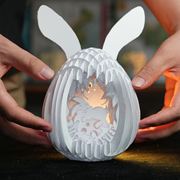 创意球形纸雕diy立体手工，折叠球纸雕，纸模萌兔主题含裁剪工具