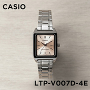 卡西欧手表女CASIO LTP-V007D-4E 学生钢带粉色小方表防水指针表