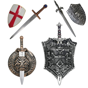 十字军盾牌盔甲塑料玩具西方武士武器套装男孩儿童道具扮演古装