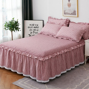 .床2裙021年纯棉床罩床套防滑式单件全棉，保护防尘米床单1三件
