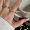 水洗不掉色双层波浪幻彩贝壳钛钢戒指女日韩小众设计皮带食指戒潮