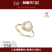 jfb原创法式18k厚镀金镂空水晶玫瑰，戒指女手饰指环