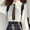 棕色领带女jk衬衫，日系免打结装饰学生学院风，咖啡色格子dk男潮配饰