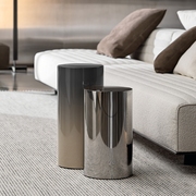 意式极简边几圆柱形米洛提设计师款不锈钢角几高低组合现代咖啡桌