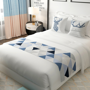 床旗北欧几何麋鹿靠垫主题，酒店装饰英文情侣床尾，巾美式床头宾馆