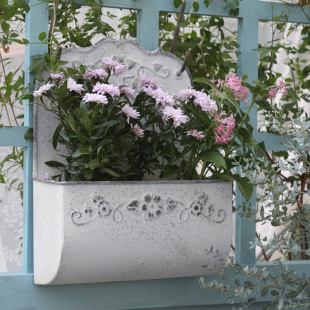花园铁艺壁挂花盆欧式家居，装饰阳台复古墙面花器吊盆壁饰
