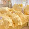 韩式公主风床上四件套床裙款花边，被套水洗棉裸睡，少女纯色四季宿舍