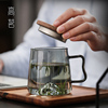 办公室茶杯玻璃个人专用茶道杯日式观山泡绿茶杯子创意喝水杯带盖