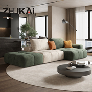 现代简约防污植麂皮磨砂绒布艺沙发客厅户型大平层乳胶豆腐块沙发