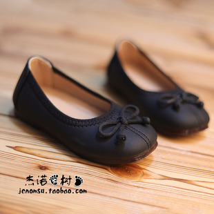 女童黑色小皮鞋2024春秋季瓢鞋宝宝单鞋，韩版女宝公主豆豆鞋子