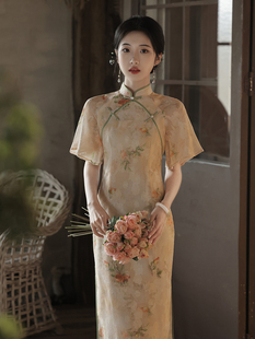 新中式旗袍女夏季复古民国雪纺改良日常年轻款气质连衣裙国风女装