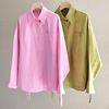 重磅高支棉~早秋马卡龙(马，卡龙)橄榄绿，荧光粉oversize宽松阔版衬衫外套