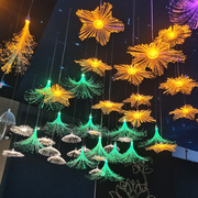 led光纤水母灯装饰户外氛围，灯七彩变色室外吊灯景观挂树串灯闪灯