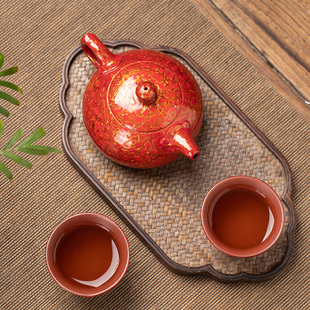 墨修缘高档福州大漆，手工宜兴紫砂壶西施壶，单个茶壶泡茶壶茶具