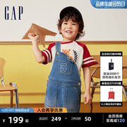 Gap男幼童2024春夏牛仔贴布logo多口袋背带短裤儿童装890427