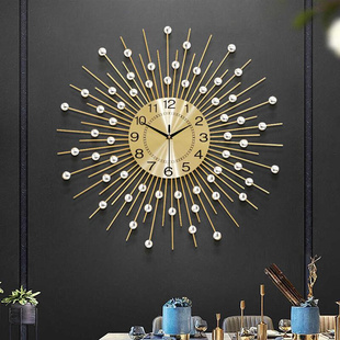 欧式创意简约钟表铁艺装饰客厅挂钟，时尚家居石英钟