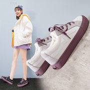 冬天穿的初中女生小白鞋加绒棉鞋女冬季帆布鞋子女学生韩版低帮板