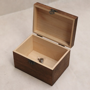 桐木碳化做旧复古带锁收纳盒实木质桌面收纳杂物，小箱子zakka家用