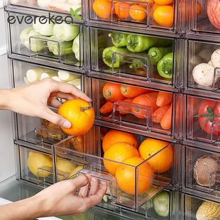 抽屉式收纳盒冰箱保鲜盒塑料，冷冻储物食品级厨房，蔬菜鸡蛋整理专用