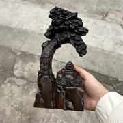 越南沉香木雕禅意坐式念珠弥勒佛像摆件实木雕刻居家办公室装饰品