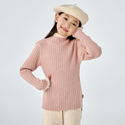 琦瑞德泽2023年秋季女小童花边领毛衣女孩甜美纯色中领上衣