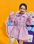 韩国韩系童装女童儿童，春秋柔软裙摆式中长款连帽长袖风衣外套