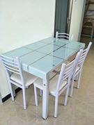 小户型餐桌家用钢化玻璃餐桌椅组合 现代简约4人长方形饭桌子北京