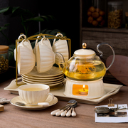 花茶壶套装家用玻璃下午茶杯水果花果茶具欧式陶瓷带过滤蜡烛加热