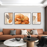 简约现代三联画客厅，装饰画沙发背景墙挂画植物花卉，墙上画大气壁画