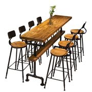 工业风吧台桌椅组合实木铁艺高脚F桌咖啡厅奶茶店水管长条桌椅