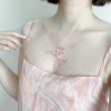 AnOther Tattoo纯欲玫红线条玫瑰胸前气质纹身贴持久防水买一送一