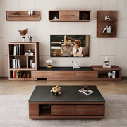 定制北欧火烧石茶几(石茶几)电视柜组合现代简约小户型，茶几桌家用客厅岩板