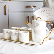 北欧金叶子陶瓷咖啡杯套装欧式茶杯简约下午花茶茶具创意家用