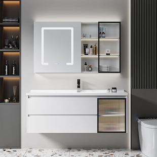 箭牌浴室柜组合智能镜柜陶瓷一体，盆现代简约实木卫生间洗脸洗漱台