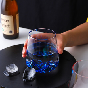 北欧风简约高硼硅耐热玻璃杯火山造型创意喝水杯威士忌家用透明杯