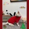 奶油是只无毛猫斯芬克斯德文猫咪宠物衣服冬季高领打底绒圣诞