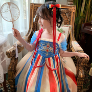 女童汉服中国风小女孩超仙雪纺，公主裙夏装2023洋气儿童连衣裙