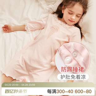 rosetree女童短袖睡裙薄款夏季纯棉儿童，连体睡衣小女孩宝宝家居服