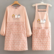 帆布厨房长袖韩版罩衣女洋气围裙做饭家用日系工作服棉质防污