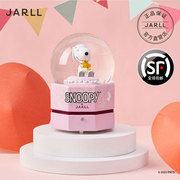 jarll史努比情人节水晶球音乐盒，男女生日女孩，儿童情侣创意礼物